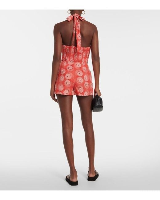 Staud Red Kai Printed Halterneck Crop Top