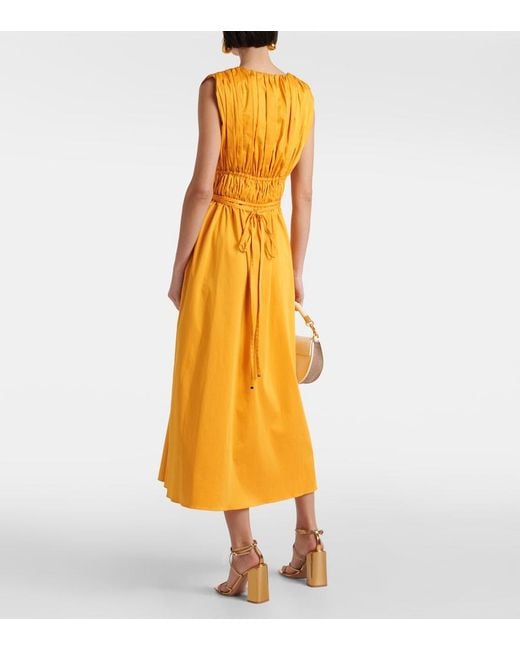 Altuzarra Yellow Fiona Ruched Cotton-Blend Midi Dress