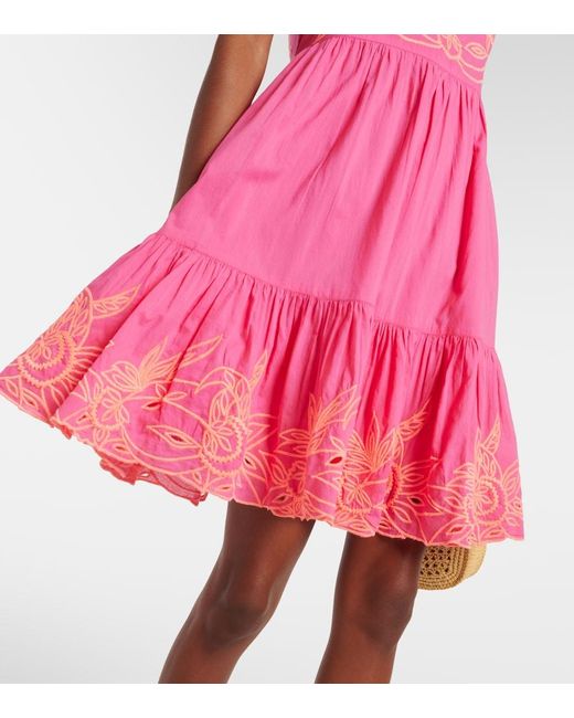 Juliet Dunn Pink Colorblocked Cotton Minidress
