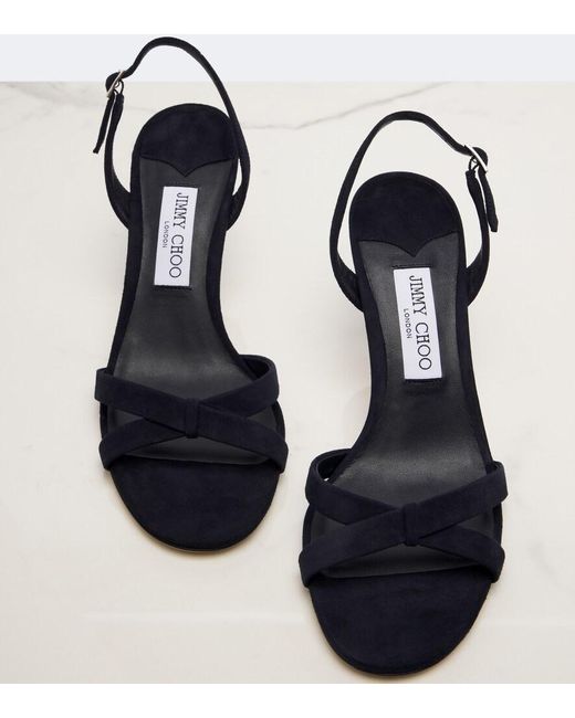 Jimmy Choo Blue Elsy Suede Slingback Sandals