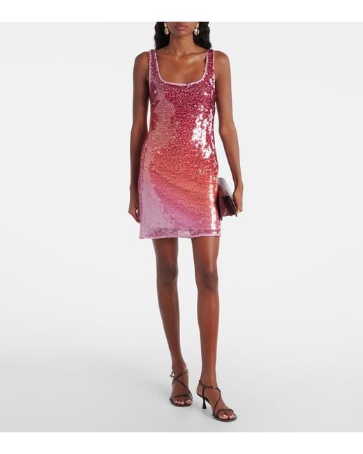 Jonathan Simkhai Red Alayna Ombre Sequined Minidress