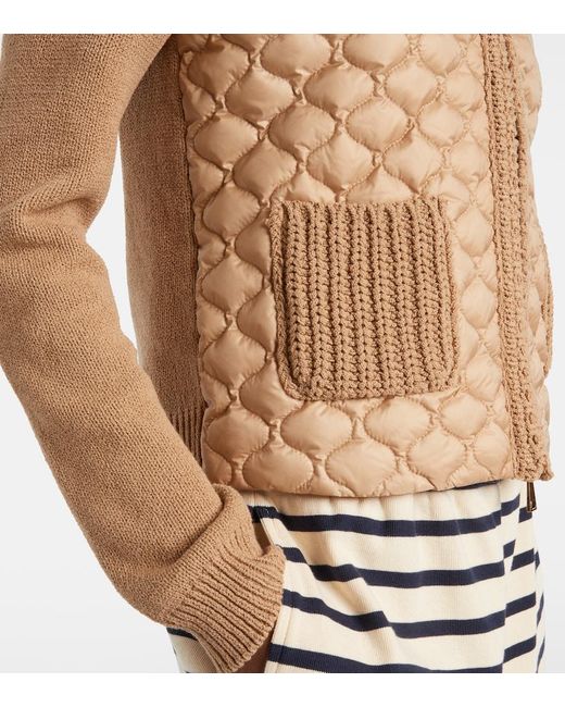 Moncler Natural Down-Paneled Cardigan
