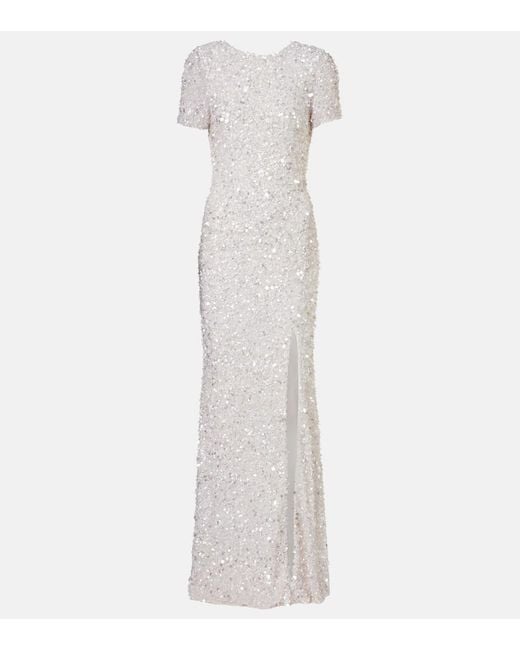 Rachel Gilbert White Nixie Sequined Gown