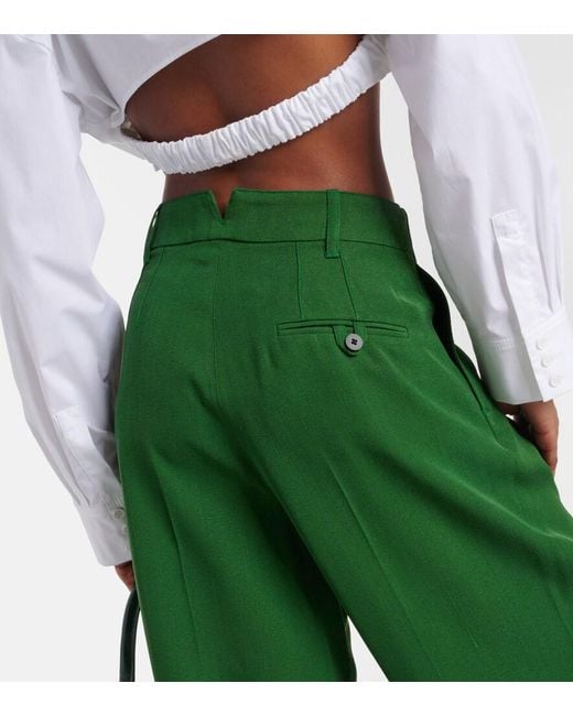 Jacquemus Green Le Pantalon Titolo High-Rise Wide-Leg Pants