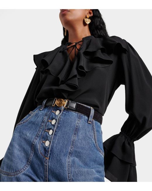 Etro Black Pegaso Woven Belt
