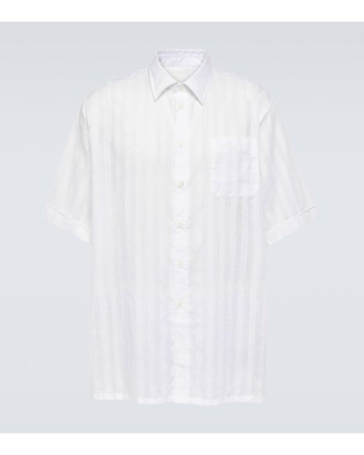 Givenchy White Striped Cotton Voile Bowling Shirt for men