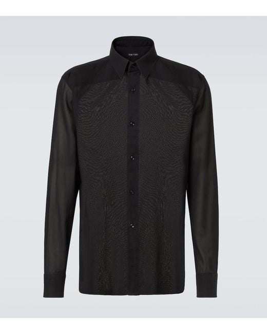 Tom Ford Hemd Aus Baumwoll-Voile in Black für Herren