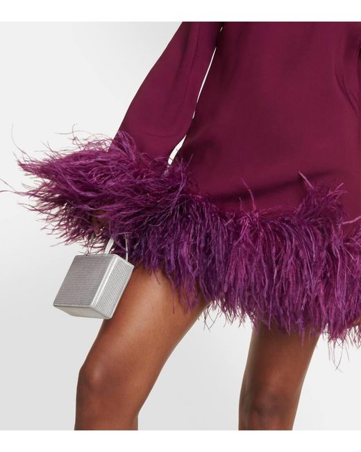 Vestido corto Gina en crepe con plumas ‎Taller Marmo de color Purple