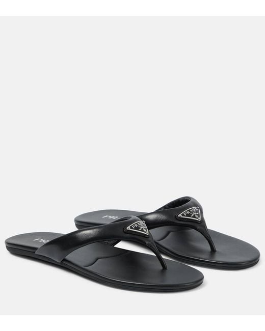 Prada Black Flip-Flops Aus Leder