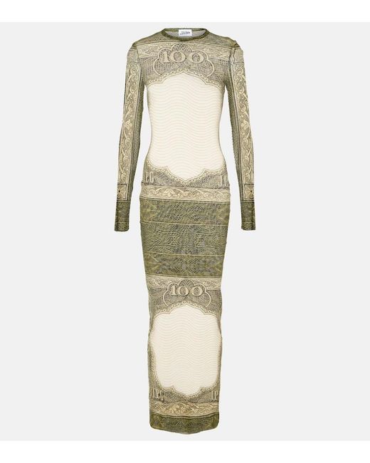 Jean Paul Gaultier Natural Printed Mesh Maxi Dress