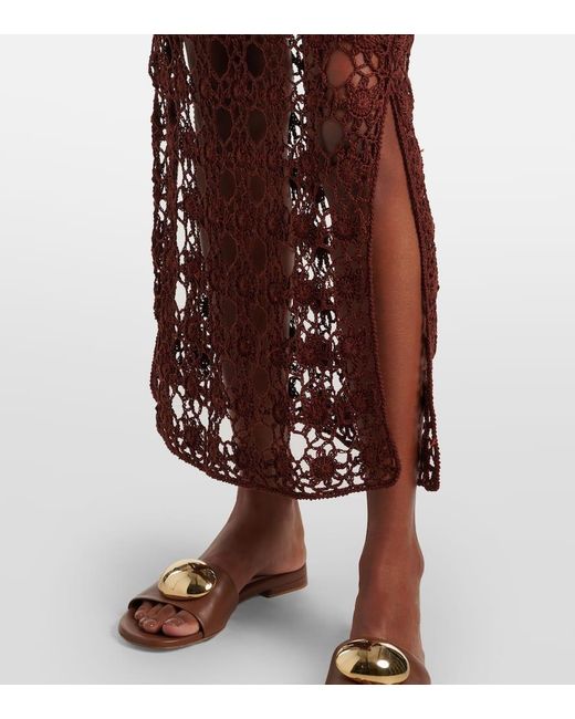Anna Kosturova Brown Bella Crochet Cotton Maxi Skirt