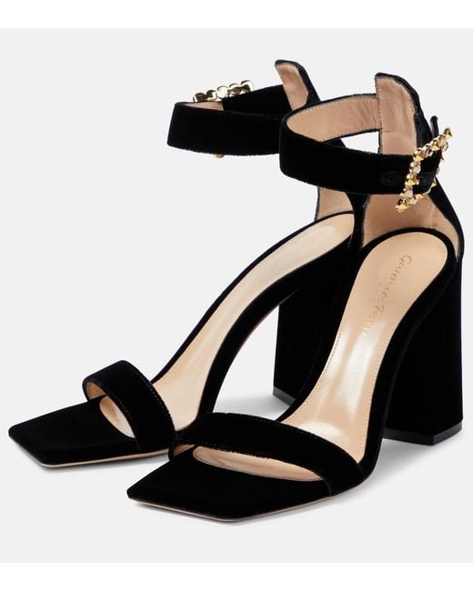 Gianvito Rossi Black Wondy Velvet Sandals