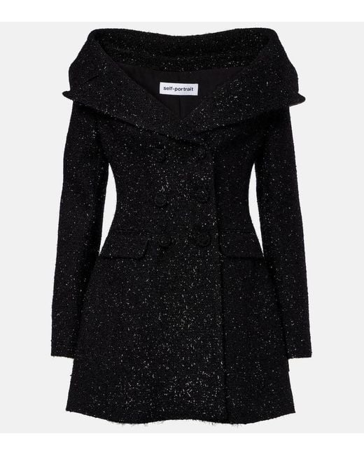 Self-Portrait Black Boucle Minidress