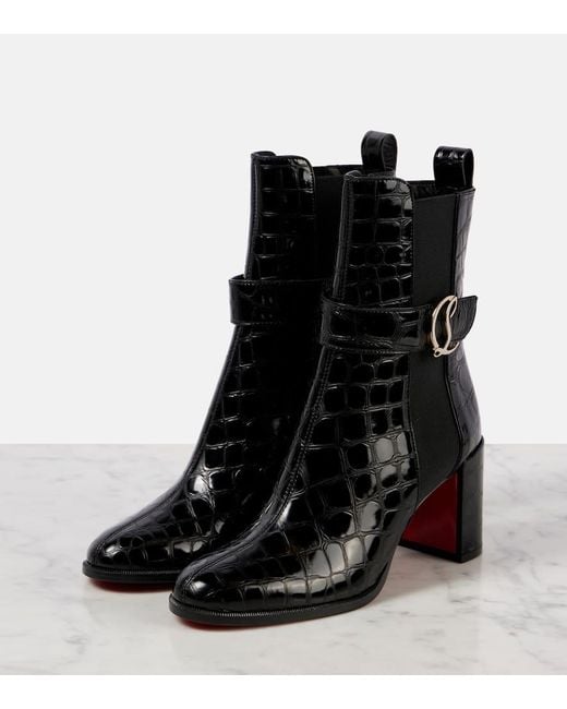Christian Louboutin Black Ankle Boots Cl Aus Leder