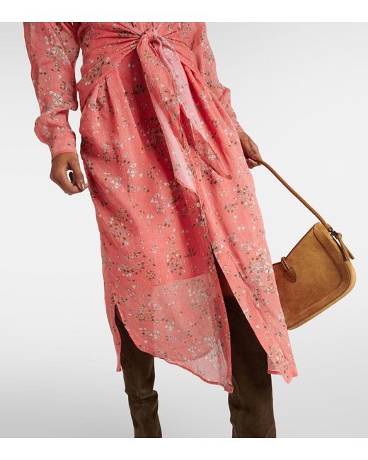 Isabel Marant Red Anesy Printed Cotton And Silk Shirt Dress