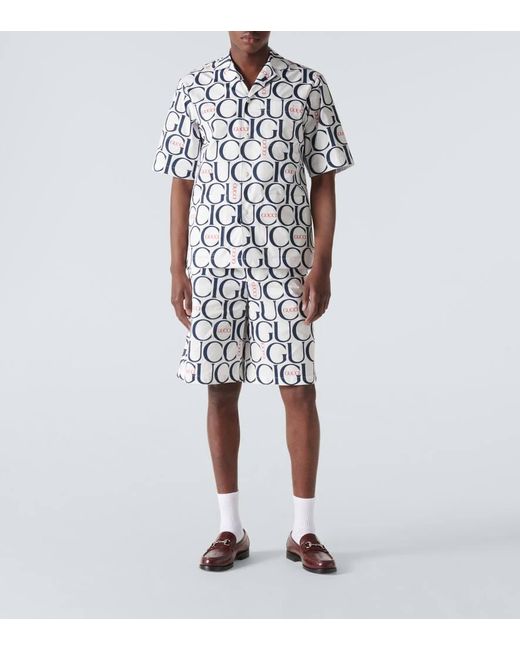 Gucci White Logo Printed Shorts for men