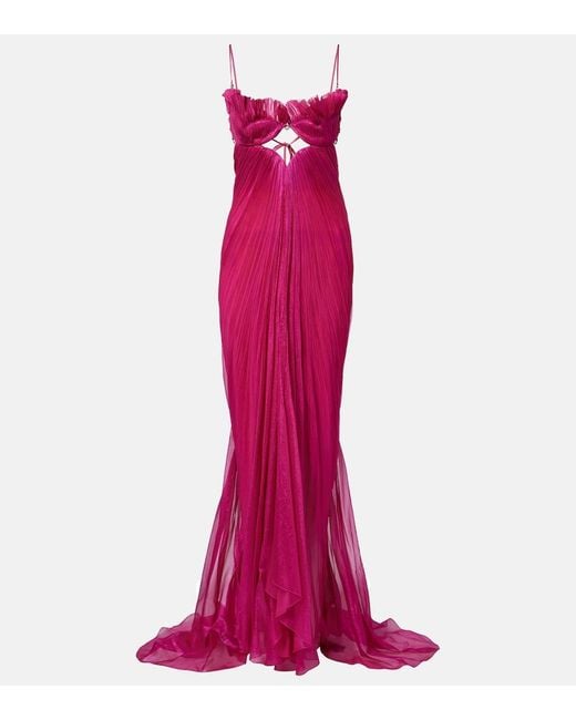 Maria Lucia Hohan Red Lupita Draped Silk Gown