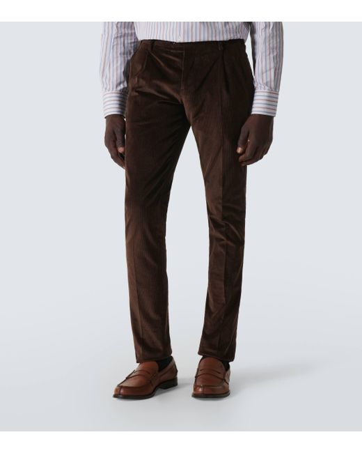 Pantalon slim en velours cotele Lardini pour homme en coloris Brown