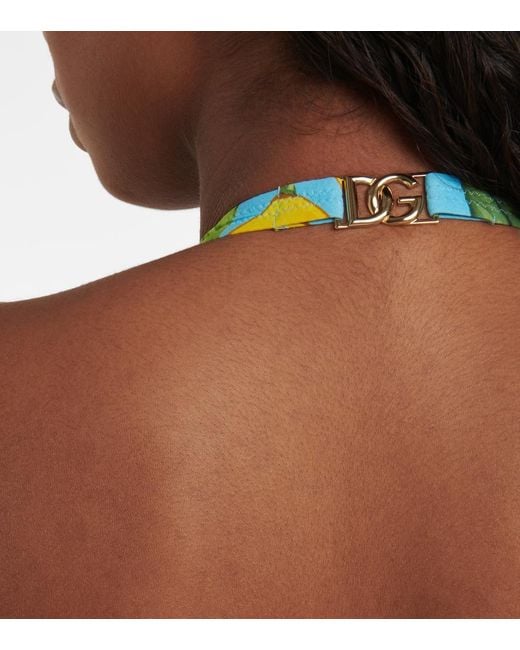 Dolce & Gabbana Multicolor Printed Halterneck Swimsuit