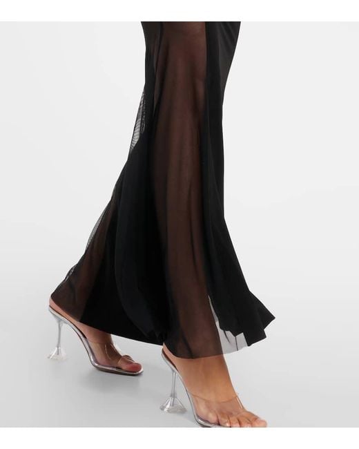 Norma Kamali Black Paneled Jersey And Mesh Maxi Dress