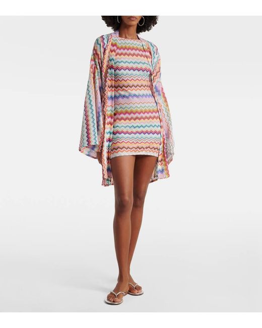 Abito Corto A Zig-Zag Con Lame di Missoni in Multicolor
