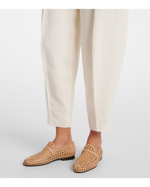 Loro Piana White Bob Linen Crepe Tapered Pants
