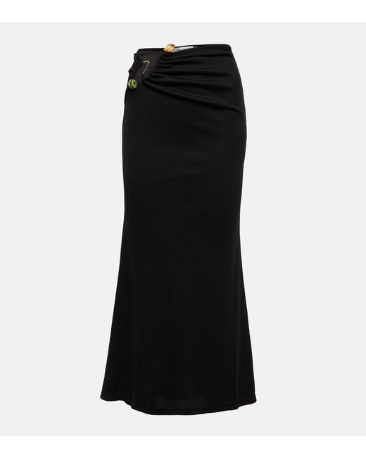 Christopher Esber Black Embellished Cutout Jersey Maxi Skirt