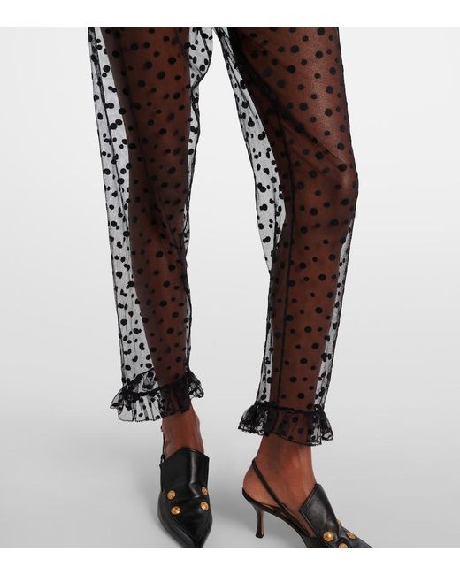 Chloé White Polka-Dot Cotton-Blend Tulle Straight Pants