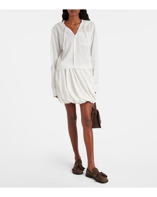 J.W. Anderson White Gathered Pinstripe Balloon Miniskirt