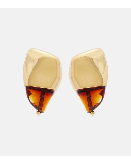 Bottega Veneta White Prisma Small 18Kt-Plated Earrings