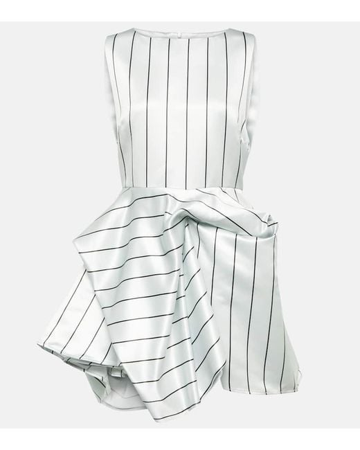 J.W. Anderson White Draped Striped Minidress