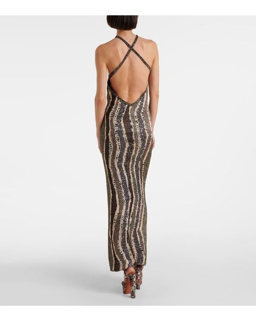 Missoni White Sequined Open-Back Lame Gown