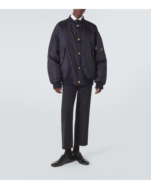 Prada Blue Re-Nylon Bomber Jacket for men