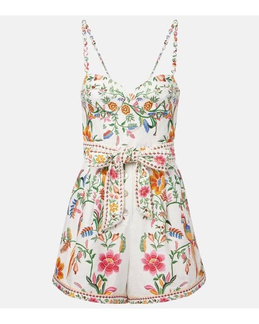Mono Delicate Forest De Lino Floral Farm Rio de color White