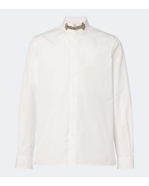 Valentino White Embellished Cotton Poplin Shirt for men