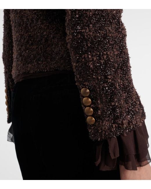 Veronica Beard Black Audrina Metallic Tweed Jacket