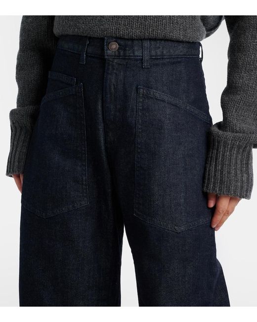 Nili Lotan Blue Shon High-Rise Barrel-Leg Jeans