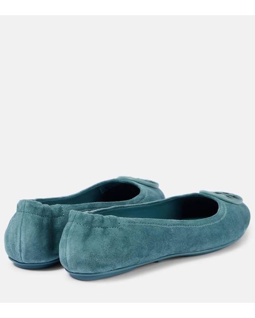 Tory Burch Blue Minnie Ballet Flats