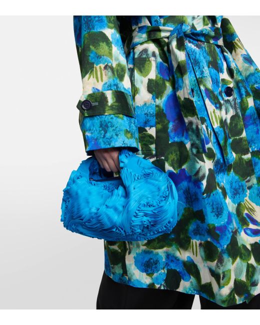 Dries Van Noten Blue Floral Cotton Trench Coat