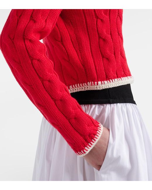 Polo Ralph Lauren Red Cable-Knit Cotton Cardigan