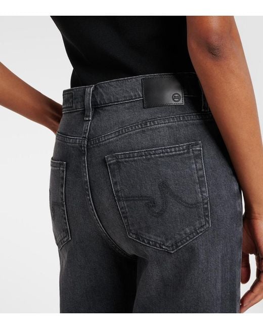 AG Jeans Blue New Baggy Mid-Rise Wide-Leg Jeans