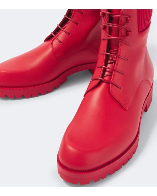 Christian Louboutin Red Trapman Tct 2 Leather Lace-Up Boots for men