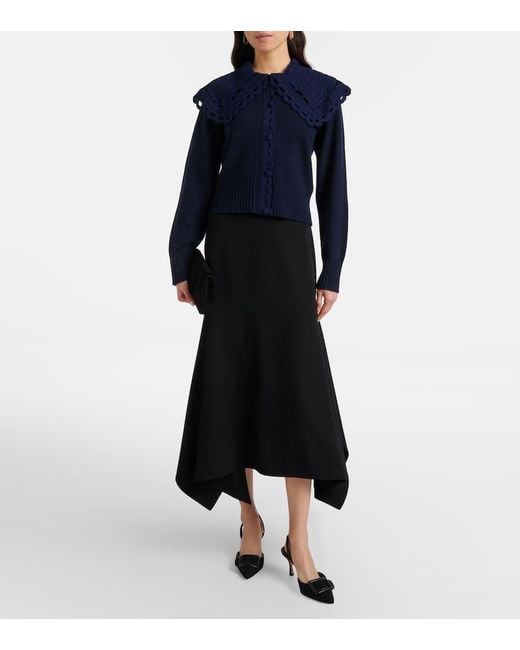 Erdem Blue Cardigan Aus Einem Wollgemisch