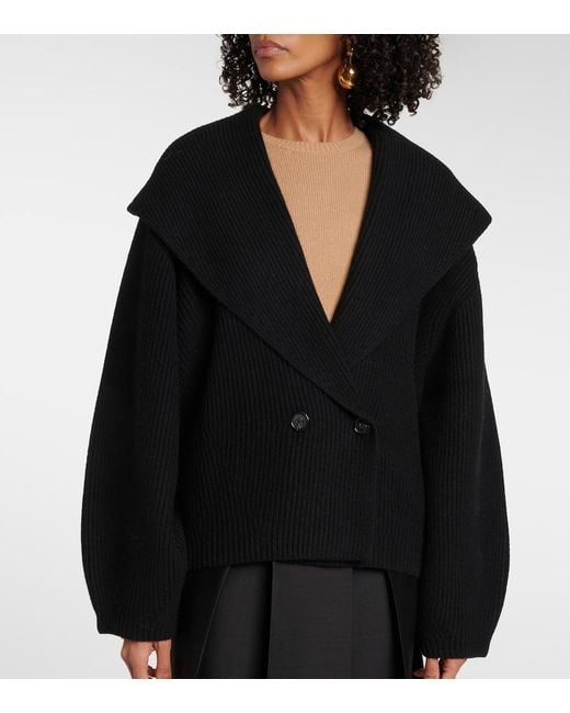 Totême Black Wool-Blend Cardigan