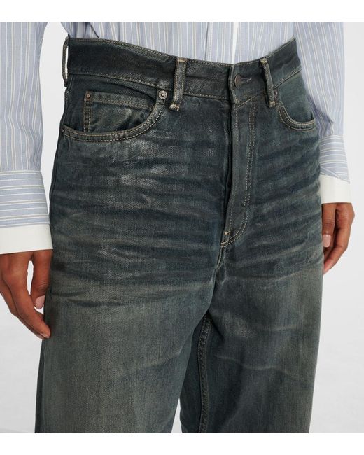 Acne Blue Glossy Mid-Rise Wide-Leg Jeans