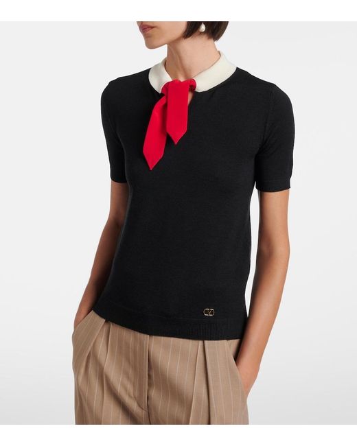 Valentino Black Maglia Vlogo Wool-Blend Sweater