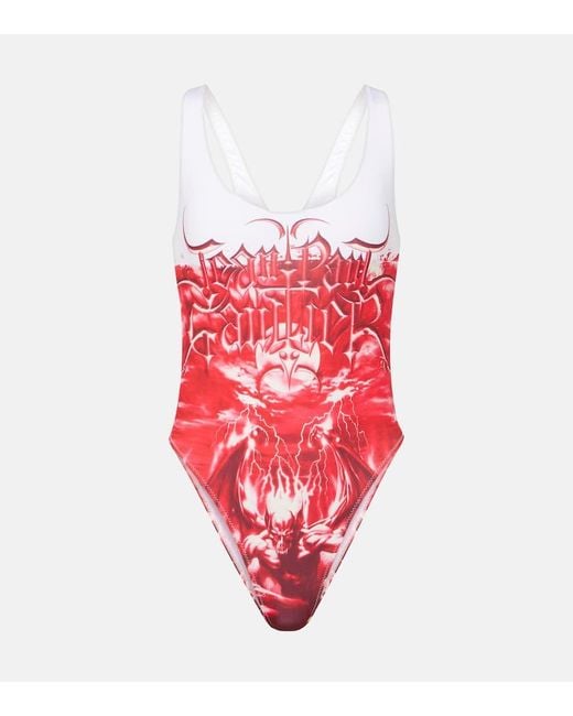 Jean Paul Gaultier Red Diablo Printed Swimsuit