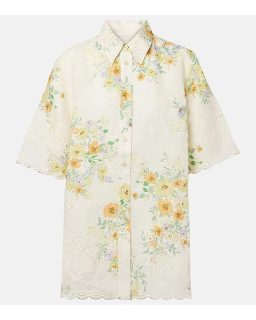 Chemise Juliette En Lin A Fleurs ALÉMAIS en coloris Metallic