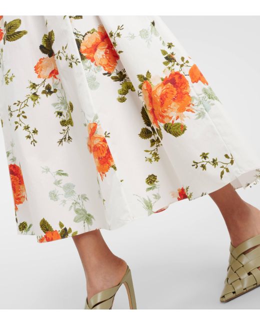 Erdem White Ruffled Floral-print Cotton-poplin Maxi Dress