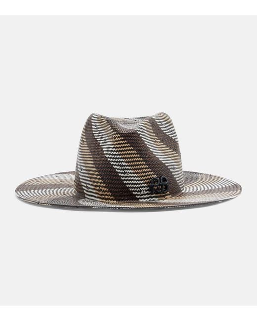 Ruslan Baginskiy Brown Striped Straw Fedora